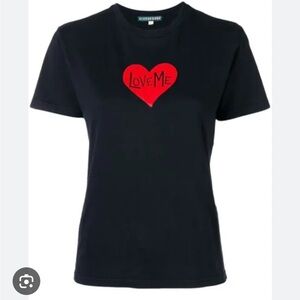 ALEXA CHUNG BLACK LOVE ME T-SHIRT heart print